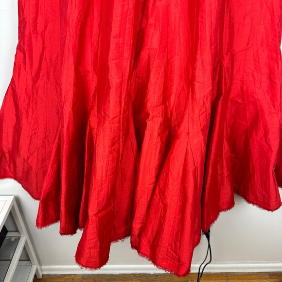 Free People Womens Party Taffeta Embellished Sequin Waistband Red Maxi Skirt 0 - Picture 5 of 11